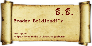 Brader Boldizsár névjegykártya